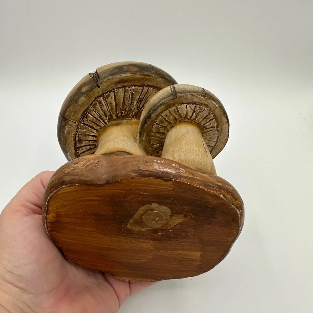 VINTAGE Faux Wood Mushroom Decor | Trending Earthy Interior Tabletop Shelf
